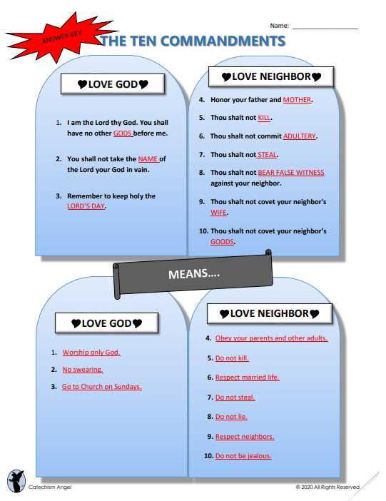 10 commandments ks2 worksheet