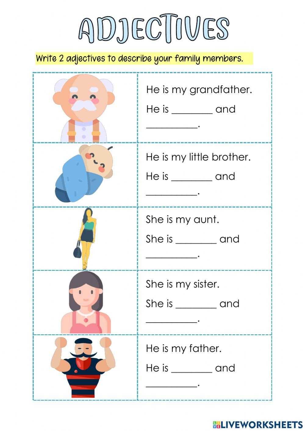 describing worksheet