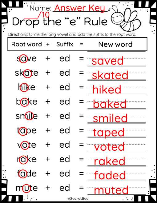 drop the e rule worksheets