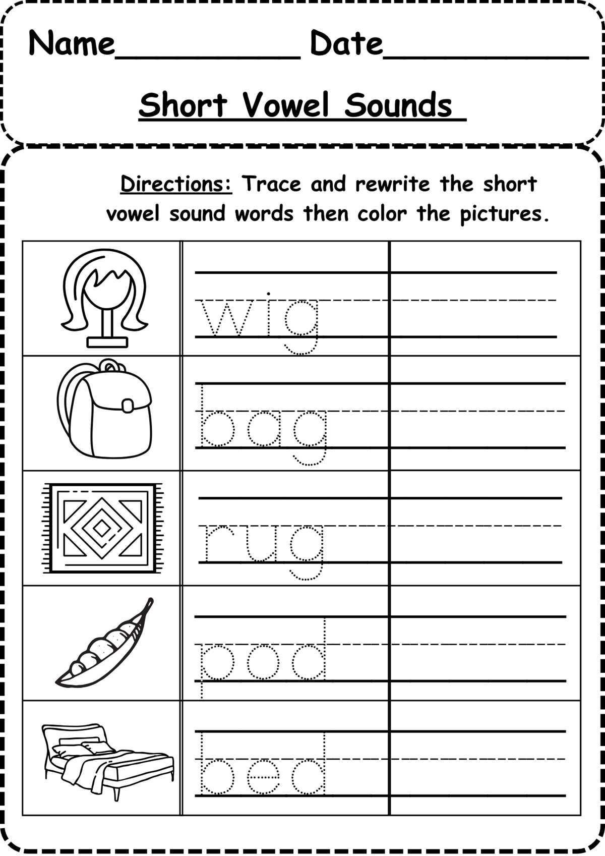 worksheets for long and short vowel sounds