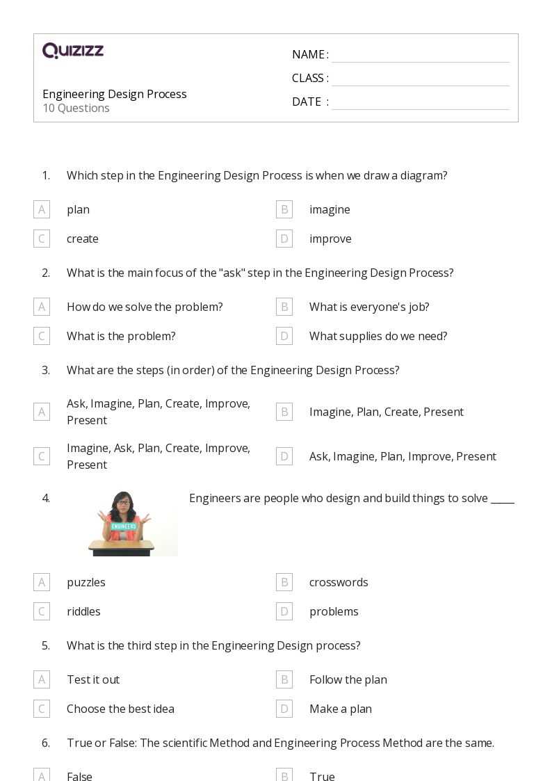 engineer design process worksheet