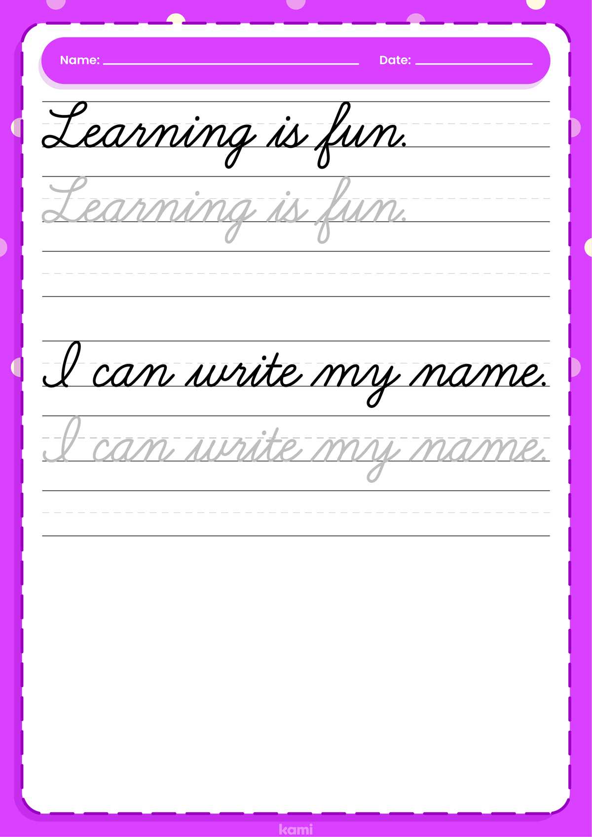 cursive writing simple sentences worksheets