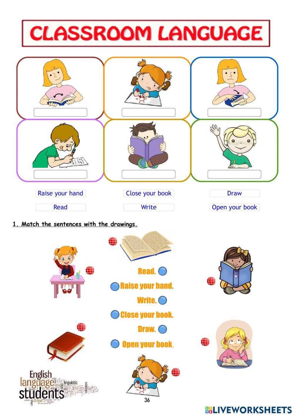 esl classroom language worksheet