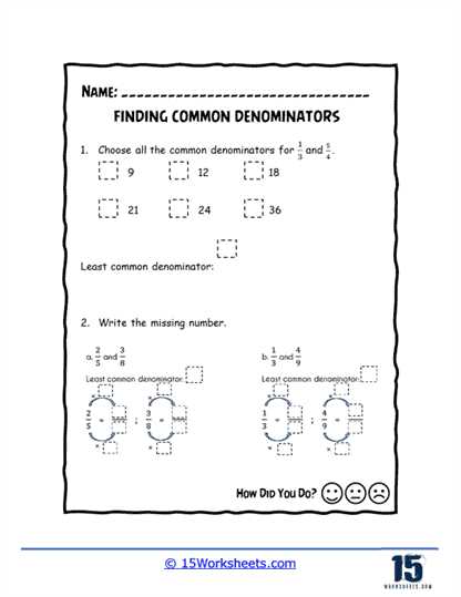 lcd worksheet