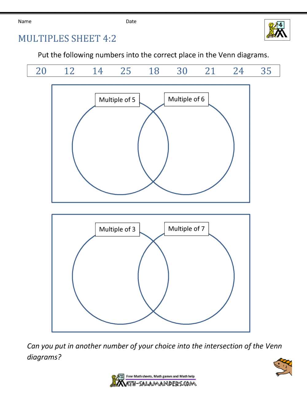 factors and multiples worksheet for class 6