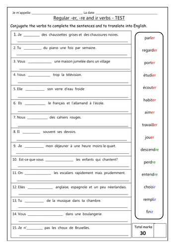 french conjugation worksheets french conjugation worksheets
