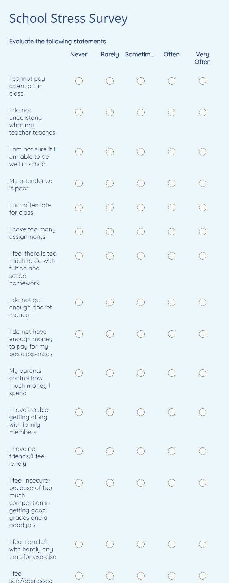 class survey worksheet