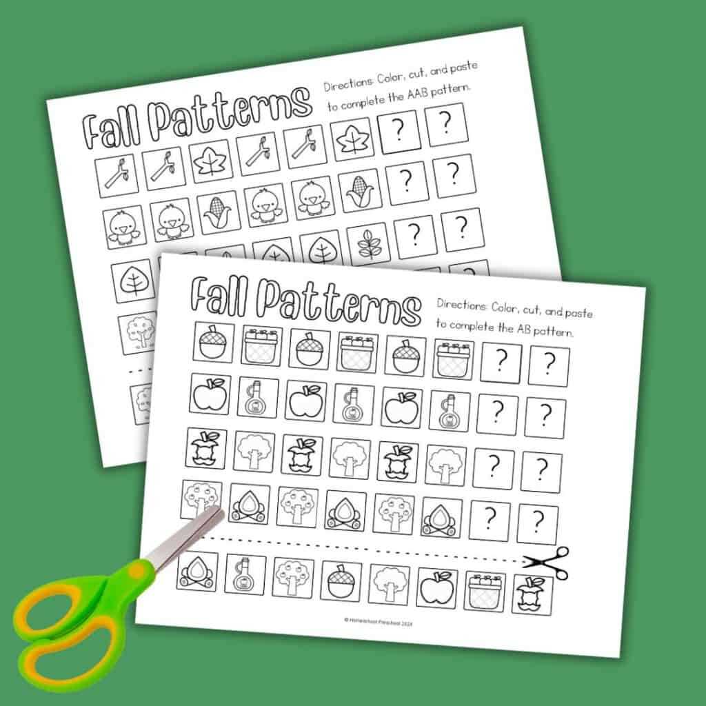 fall patterns worksheet