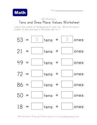 tens and ones worksheets