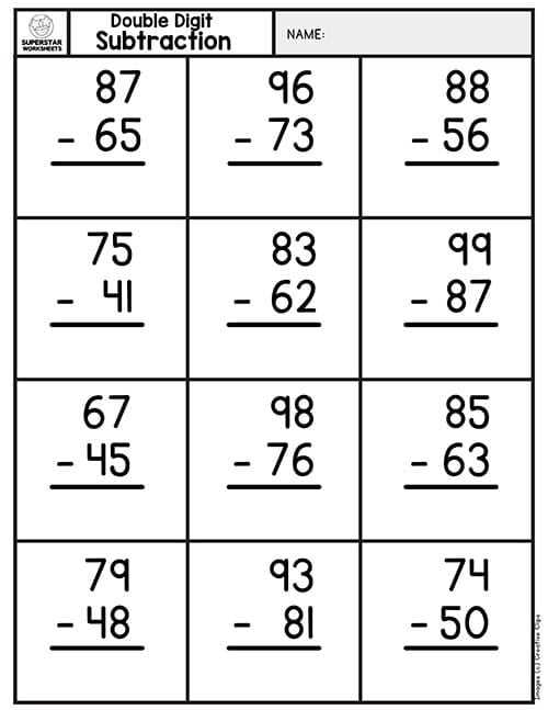 adding and subtracting 2 digit numbers worksheets