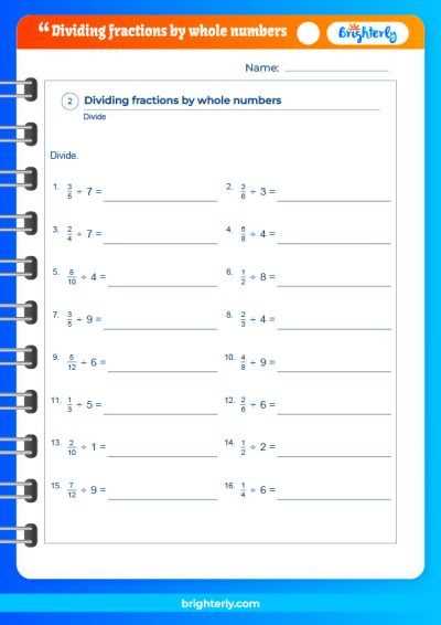 dividing by fractions worksheet