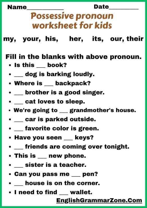 contractions and possessive pronouns worksheets