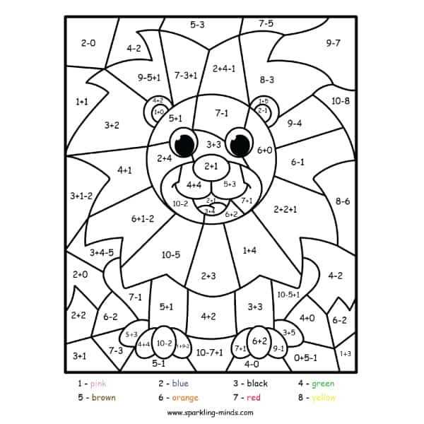 colour by number addition and subtraction worksheets