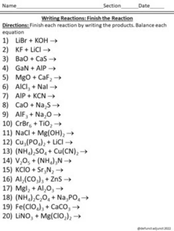 balance equations chemistry worksheet balance equations chemistry worksheet