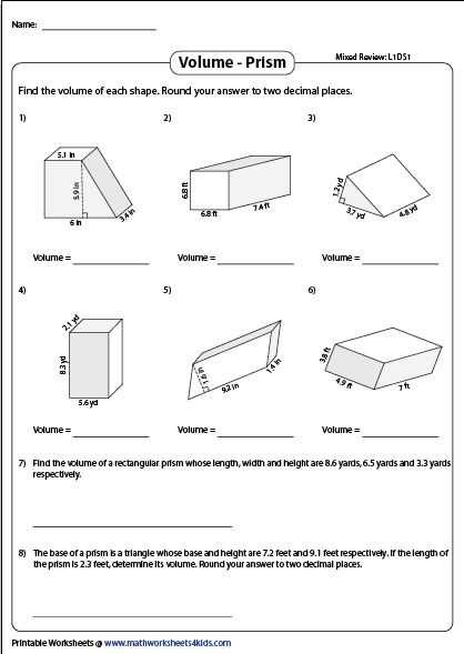 volume of a triangular prism worksheet volume of a triangular prism worksheet