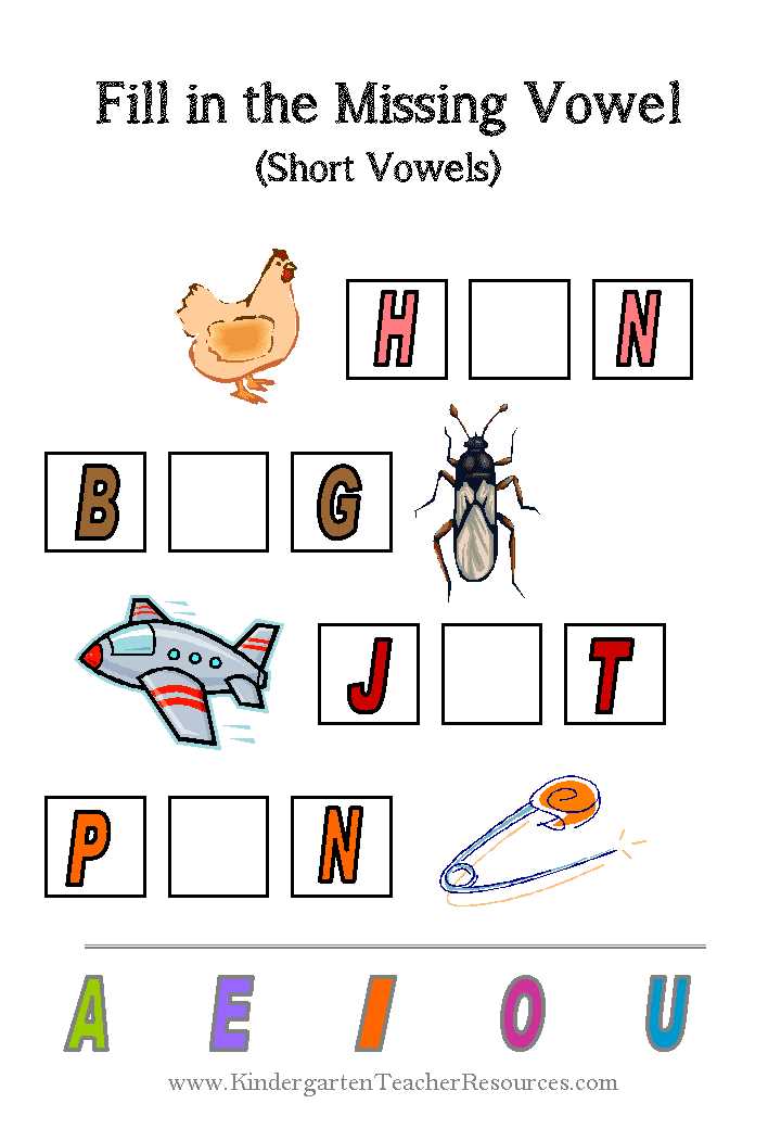 vowel worksheets for kindergarten