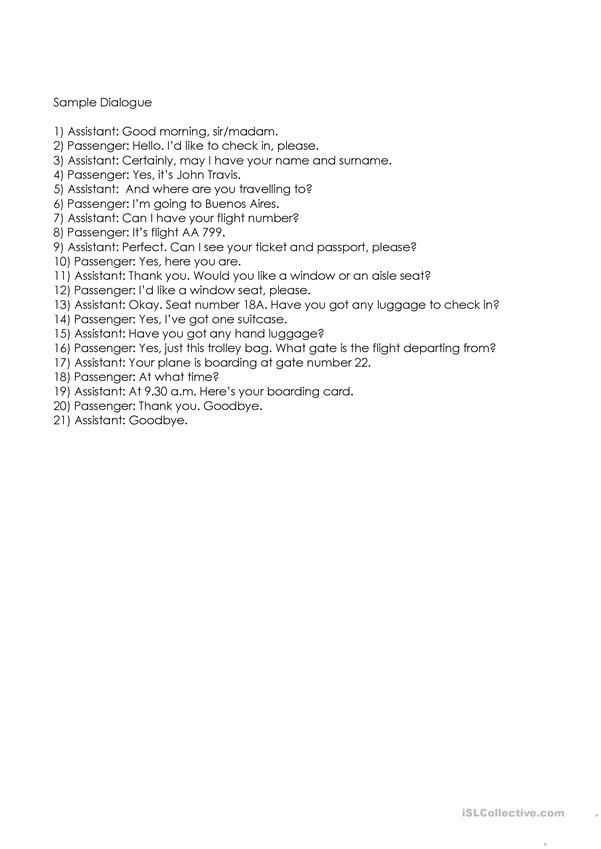 at the airport conversation worksheet