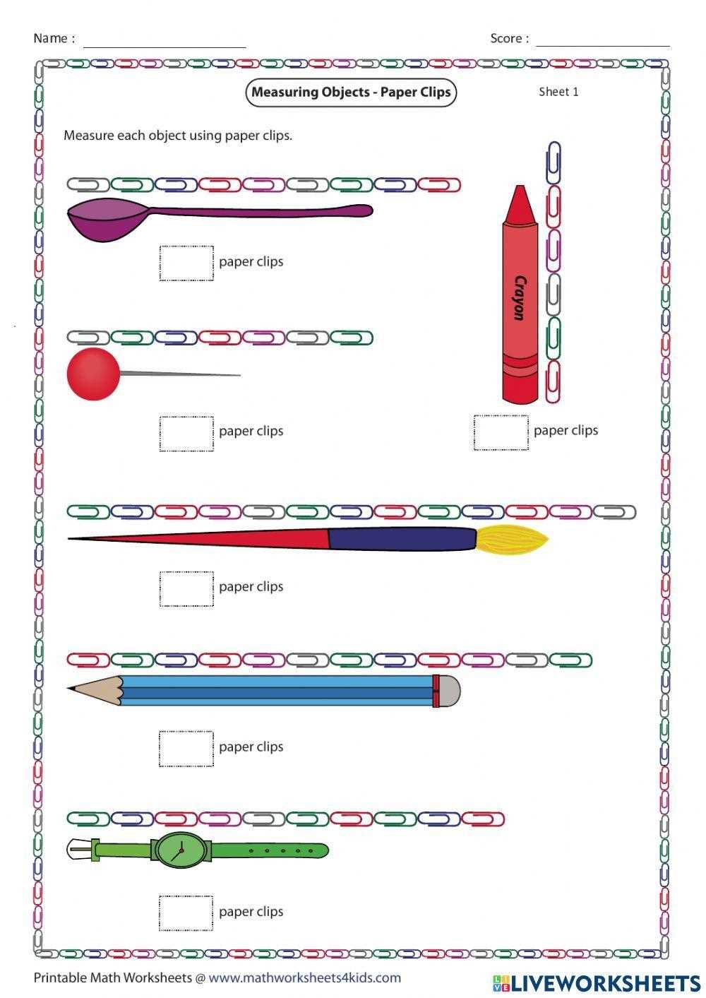 measurement using non standard units worksheets