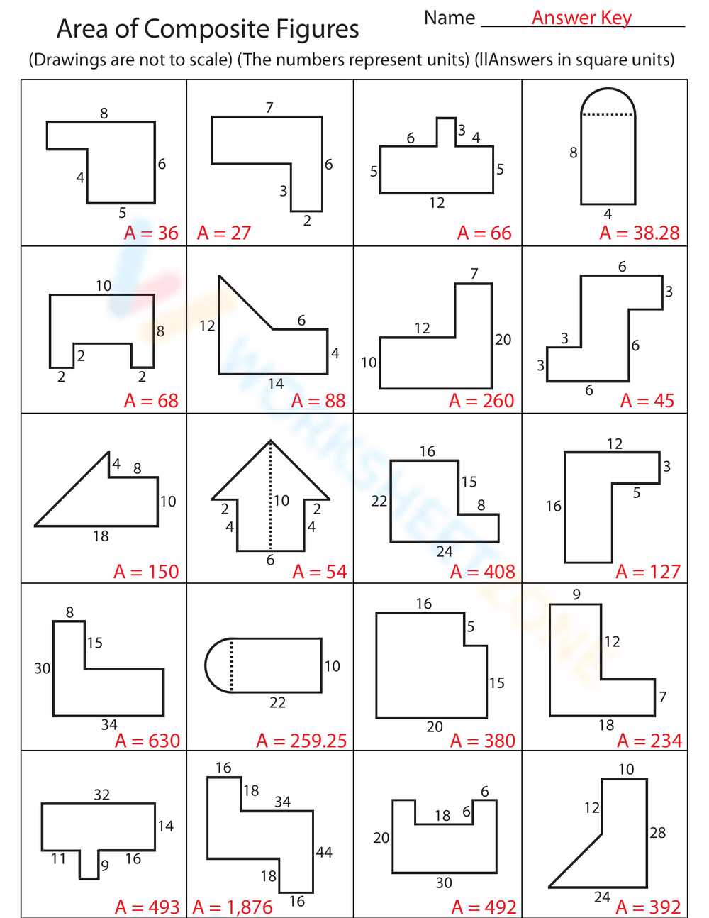 area of composite figures worksheet grade 7
