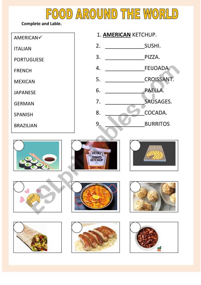 dishes worksheet