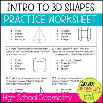 cross section of solids worksheets