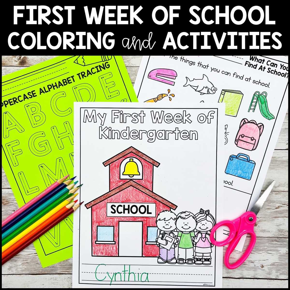 first day of school worksheets for kindergarten