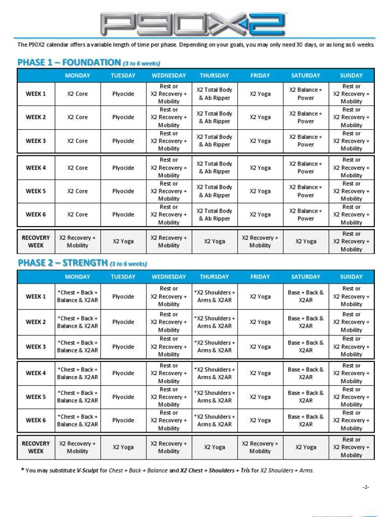 original p90x worksheets