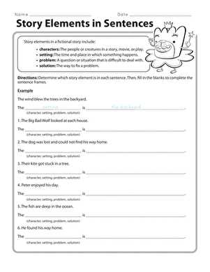 worksheet for story elements