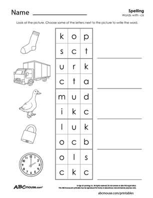 printable spelling worksheets