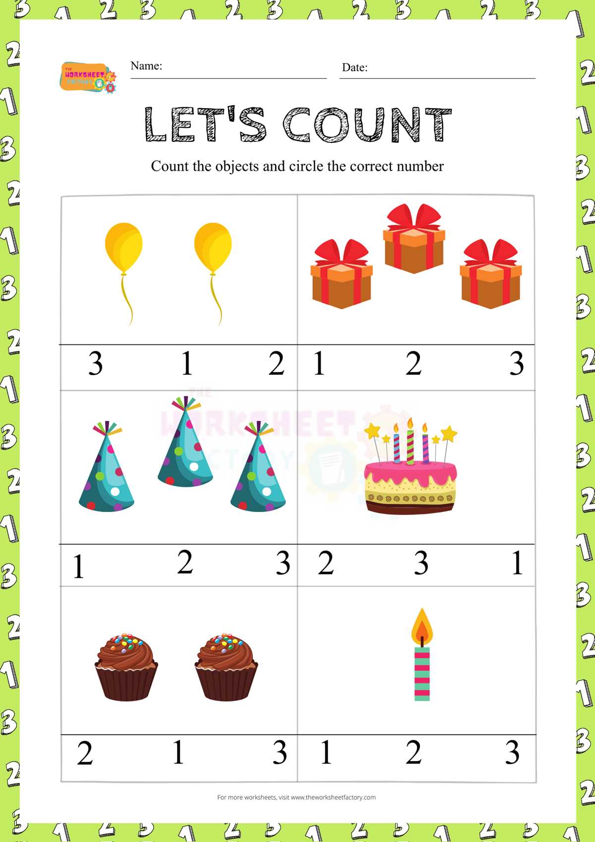 counting 1 to 3 worksheets