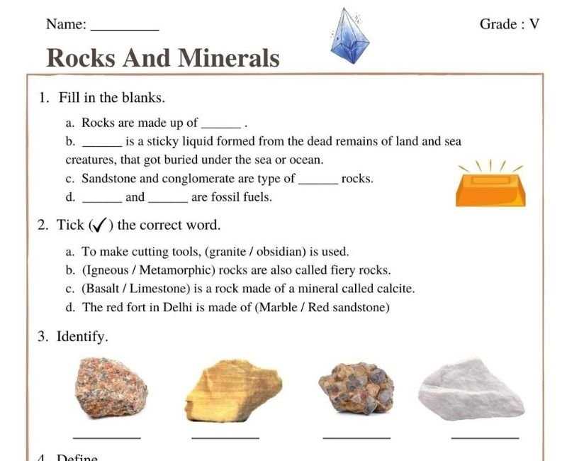 minerals worksheet
