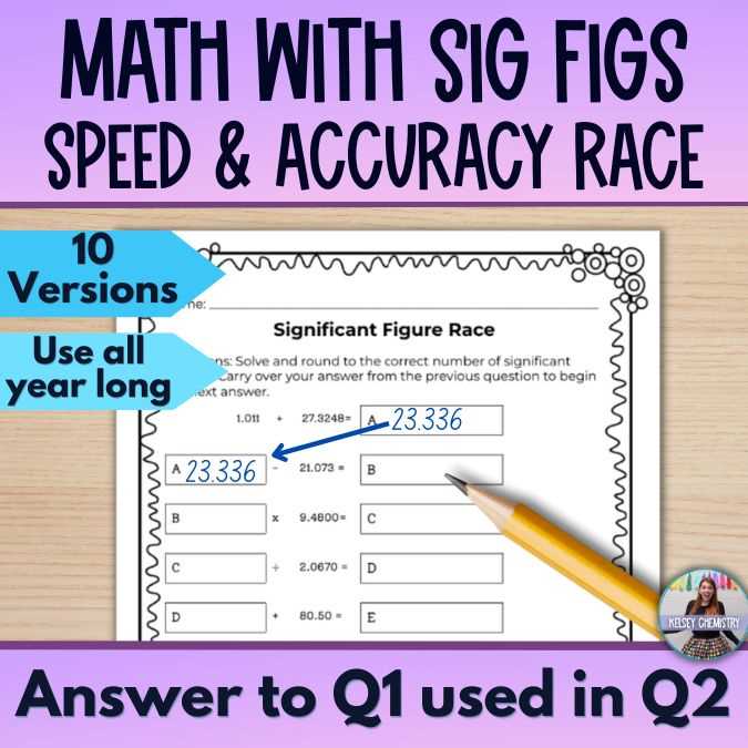 worksheet for significant figures