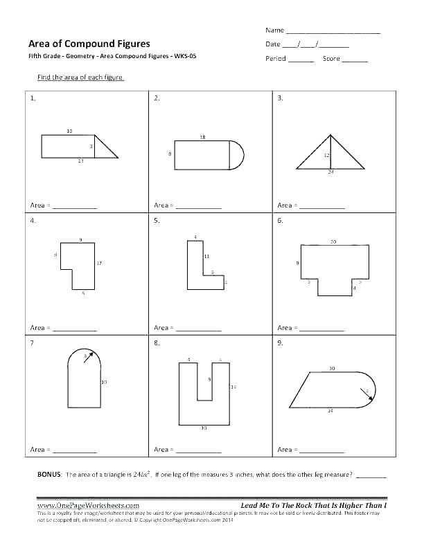 composite figures worksheet 7th grade