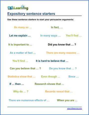 expository paragraph worksheet