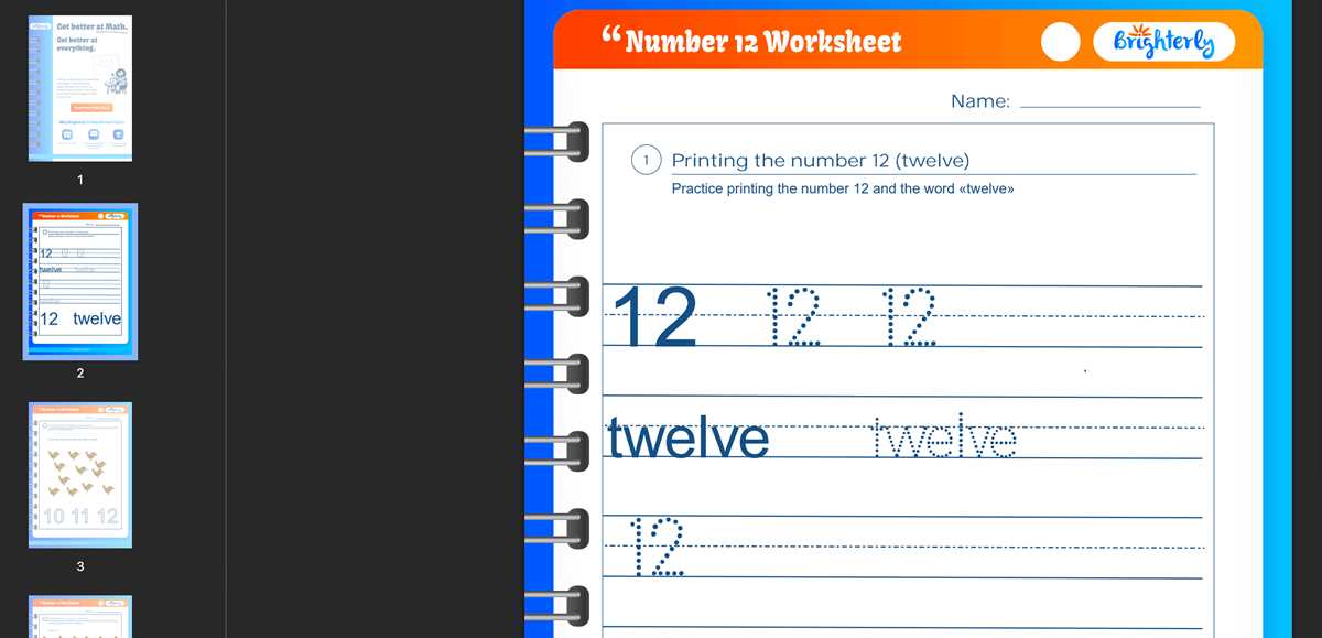 worksheet number 12