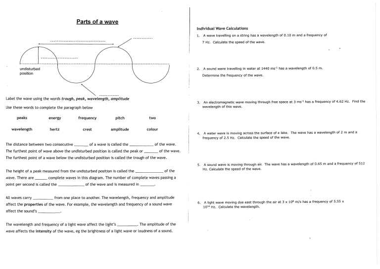 wave properties worksheet