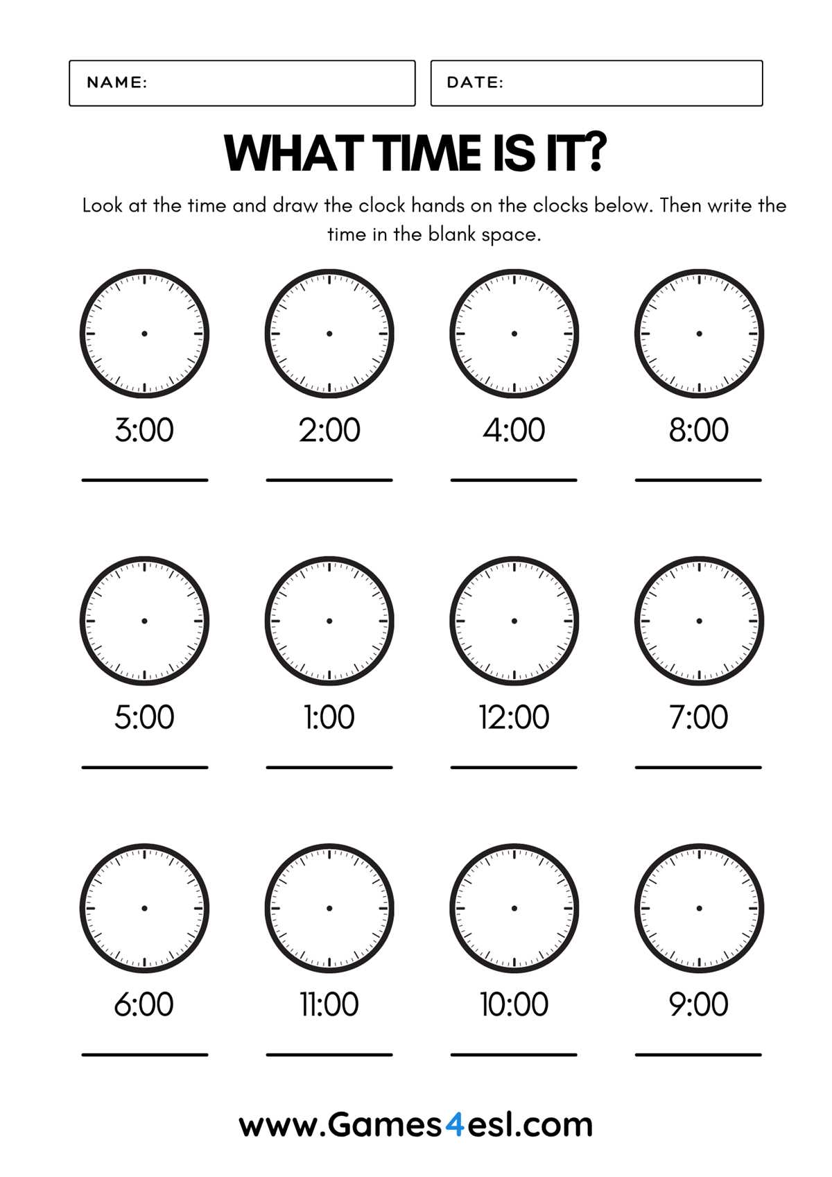 clock time worksheets