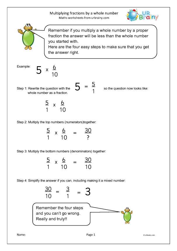 multiply fractions with whole numbers worksheet