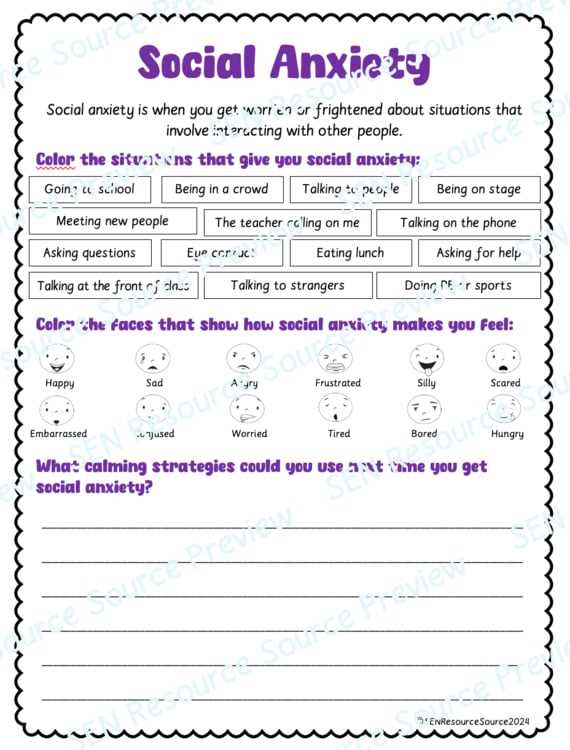 anxiety worksheets for teenagers