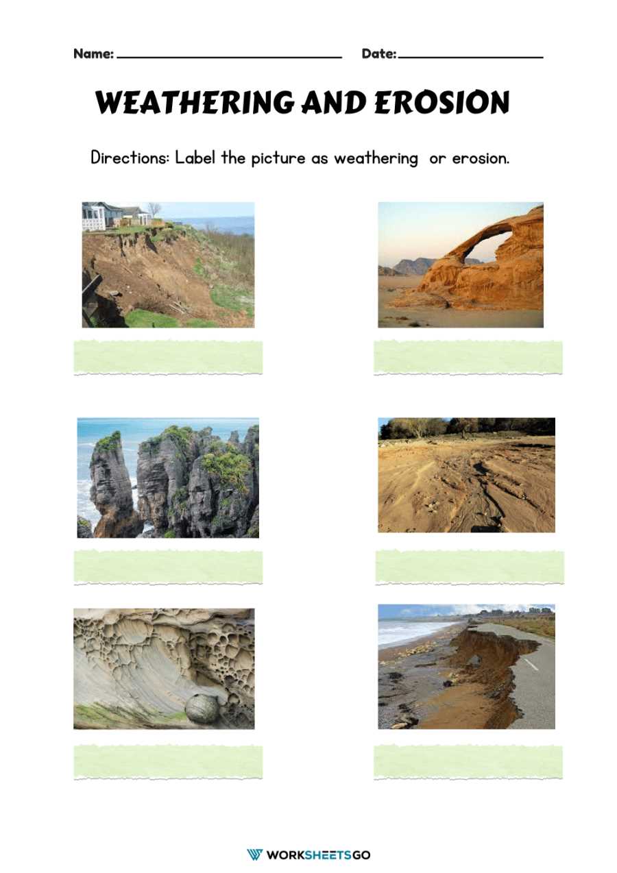 weathering and erosion worksheets