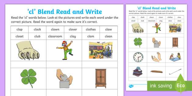 cl and cr blends worksheets