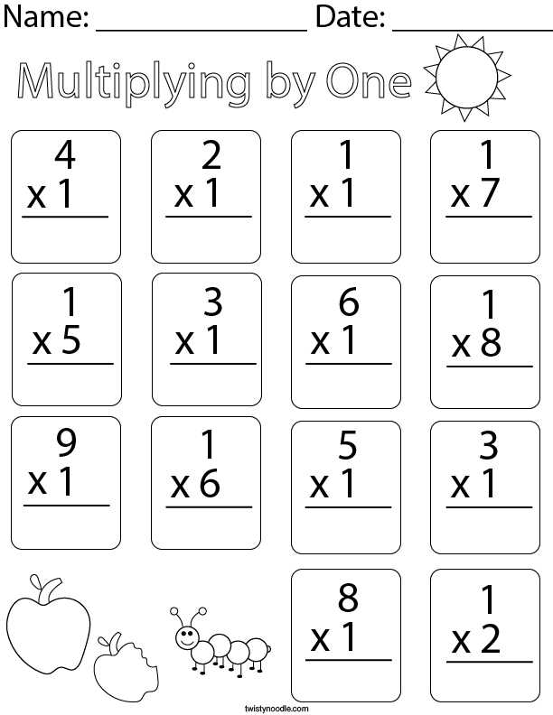 multiplication worksheets by 1