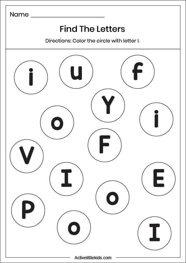 i worksheet preschool