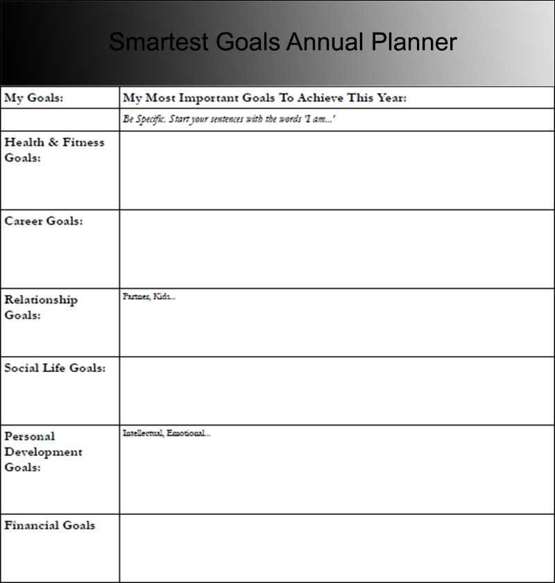 goal setting fitness worksheet