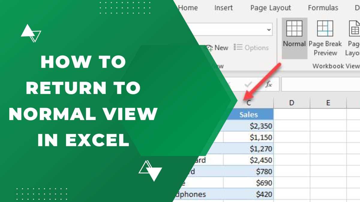 switch to the view that shows all the worksheet elements