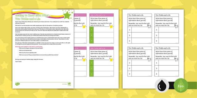 two truths and a lie worksheet