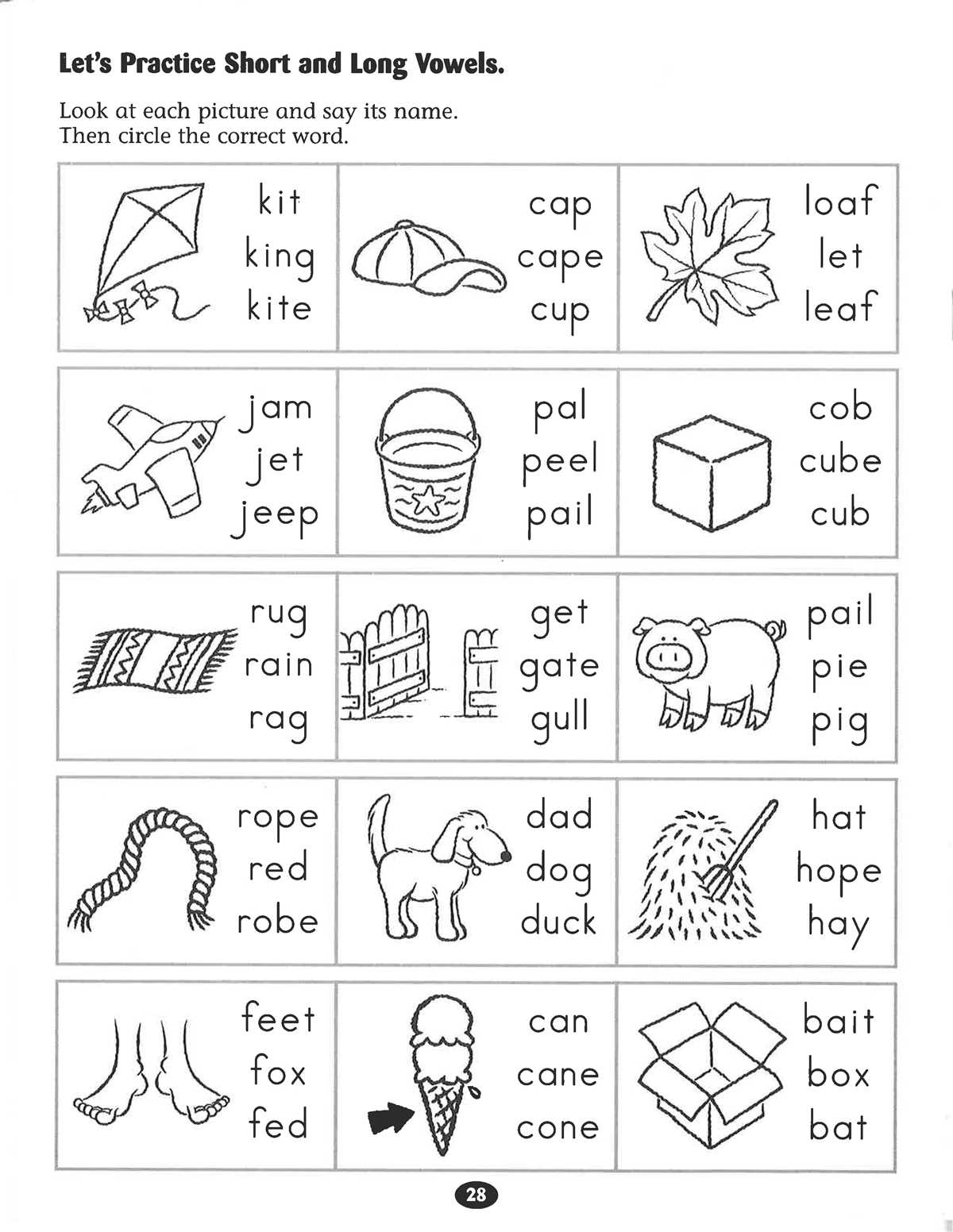 short vowels and long vowels worksheet
