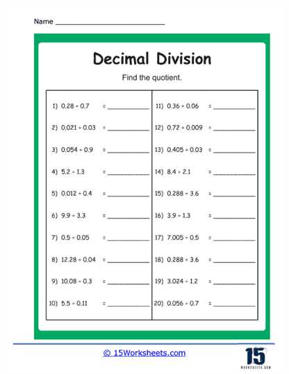 decimals multiplying and dividing worksheets