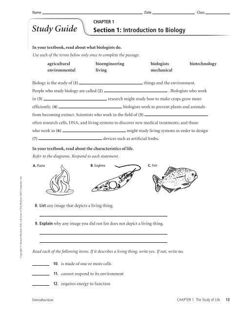 biology chapter 1 worksheet