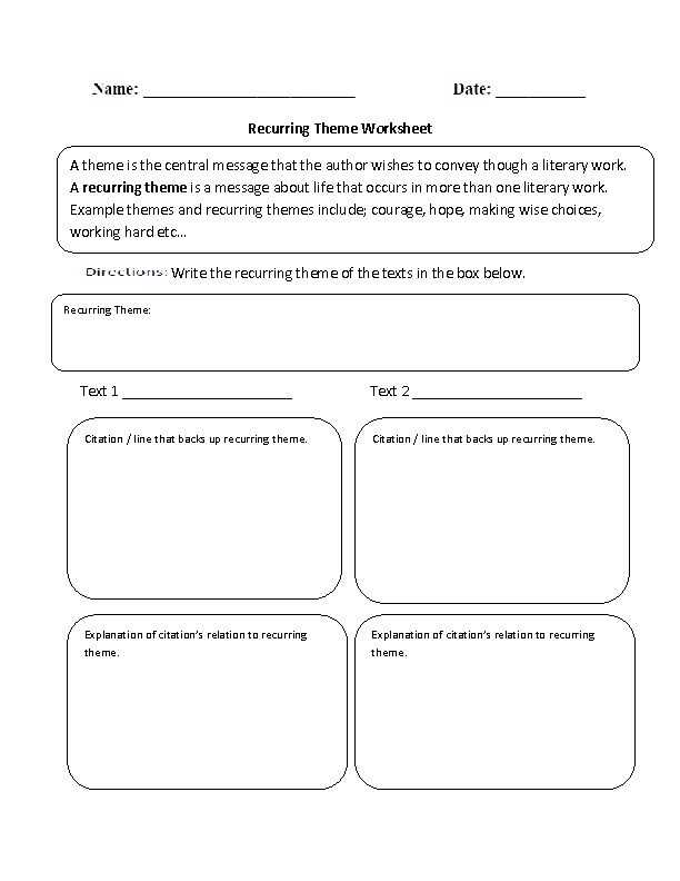 worksheets for theme